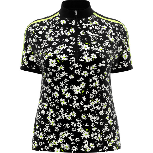 Women's Floral Zip Mock Neck Short Sleeve Top PGA TOUR