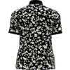 Women's Floral Zip Mock Neck Short Sleeve Top