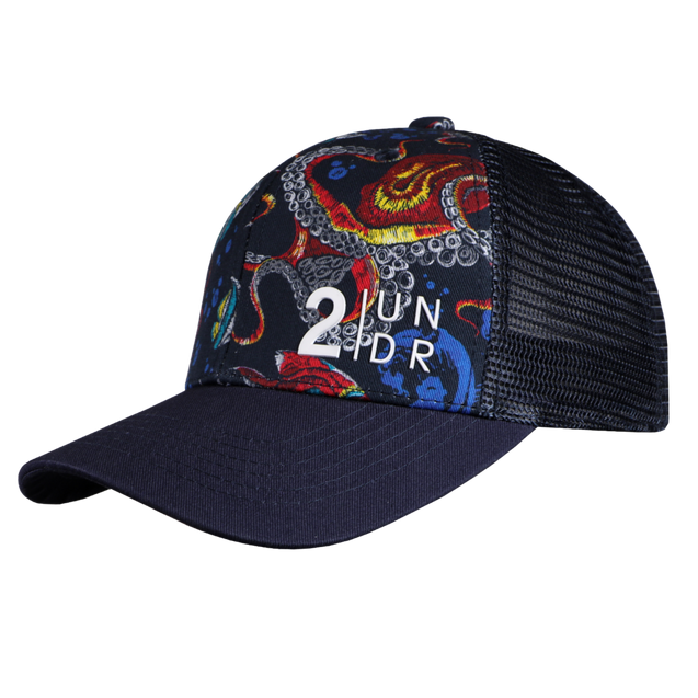 Men's Mesh Print Snapback Cap - Squid Row