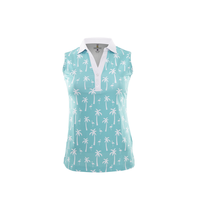 Polo Bird Tree imprimé sans manches pour femmes