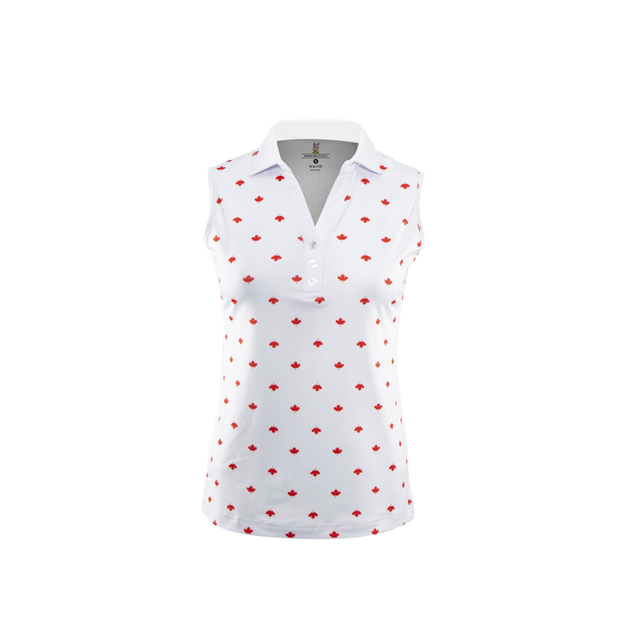 Polo Oh Canada à imprimé sans manches pour femmes