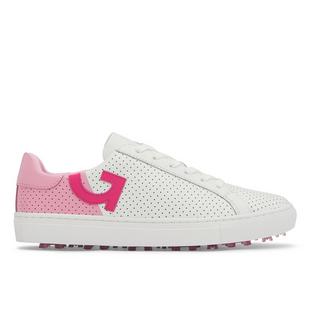 Women's Two Tone Perf Disruptor Spikeless Golf Shoe- White/Pink