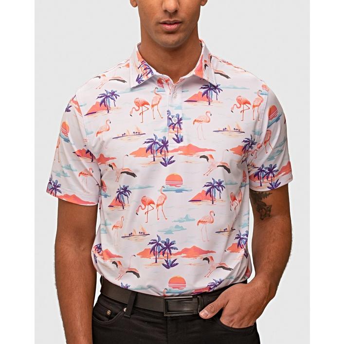 Men's Flamingo Sunset Short Sleeve Polo | WAGGLE | Golf Town Limited