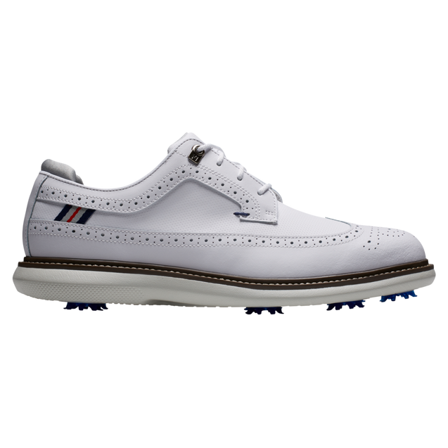 Men's Traditions Wing Tip Spiked Golf Shoe - White | FOOTJOY