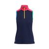 Women's Tri-Colour 1/4 Zip Sleeveless Polo