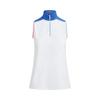 Polo tricolore à glissière 1/4 sans manches pour femmes