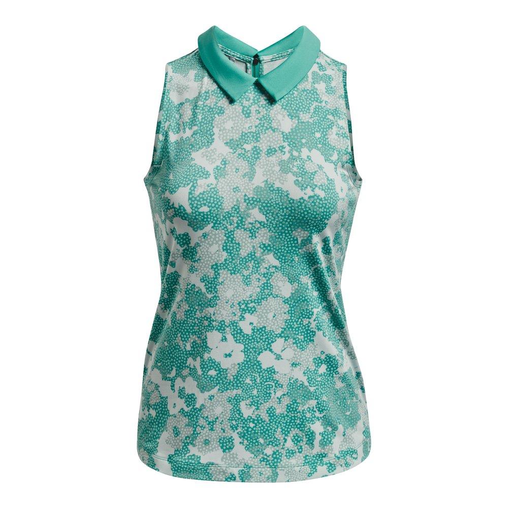 Under Armour | Women's Zinger Rise Print Sleeveless Polo Shirt | in Teal, Size XS