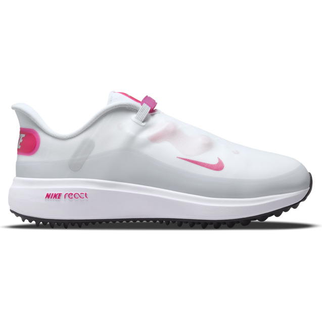 Women s React Ace Tour Spikeless Golf Shoe White Pink NIKE