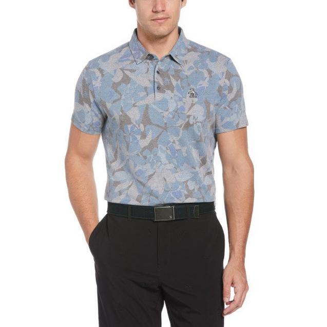 Men's Filtered Floral Camo Print Short Sleeve Polo