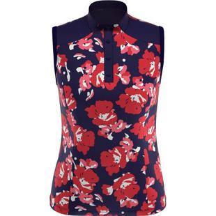 Women's Large Floral Printed Sleeveless Polo