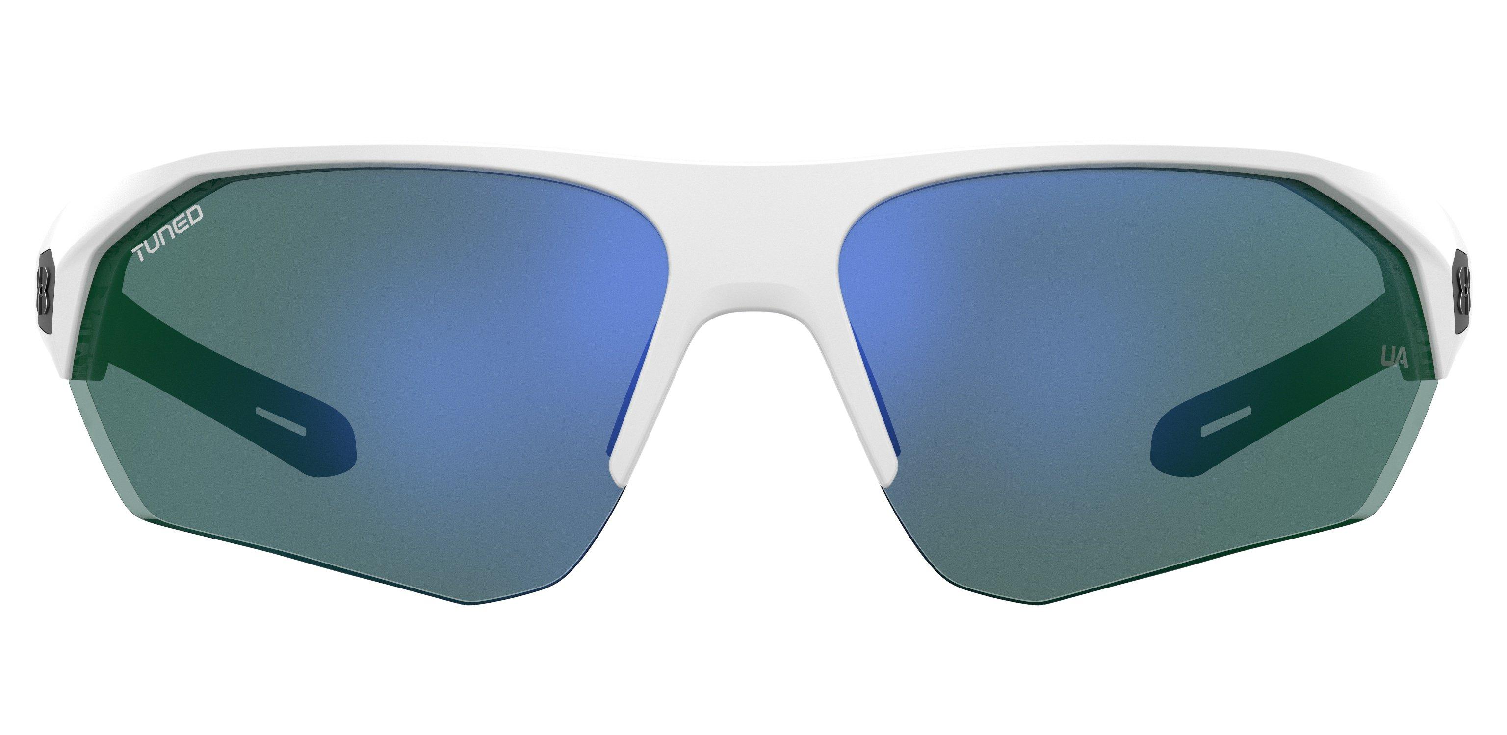Playmaker Shiny White/TUNED Blue-Green Golf Mirror Sunglasses
