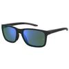 Unisex Hustle Shiny Black/TUNED Golf Blue-Green Mirror Sunglasses
