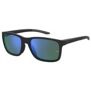 Unisex Hustle Shiny Black/TUNED Golf Blue-Green Mirror Sunglasses UNDER ARMOUR