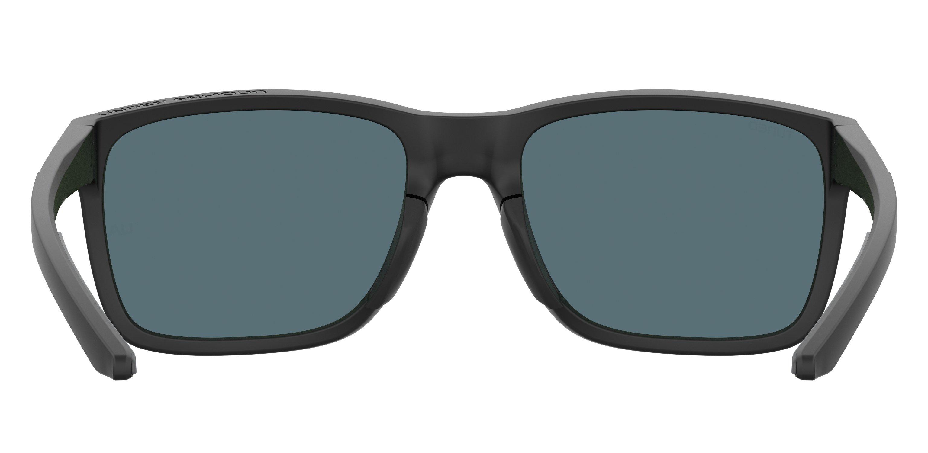 Unisex Hustle Shiny Black/TUNED Golf Blue-Green Mirror Sunglasses