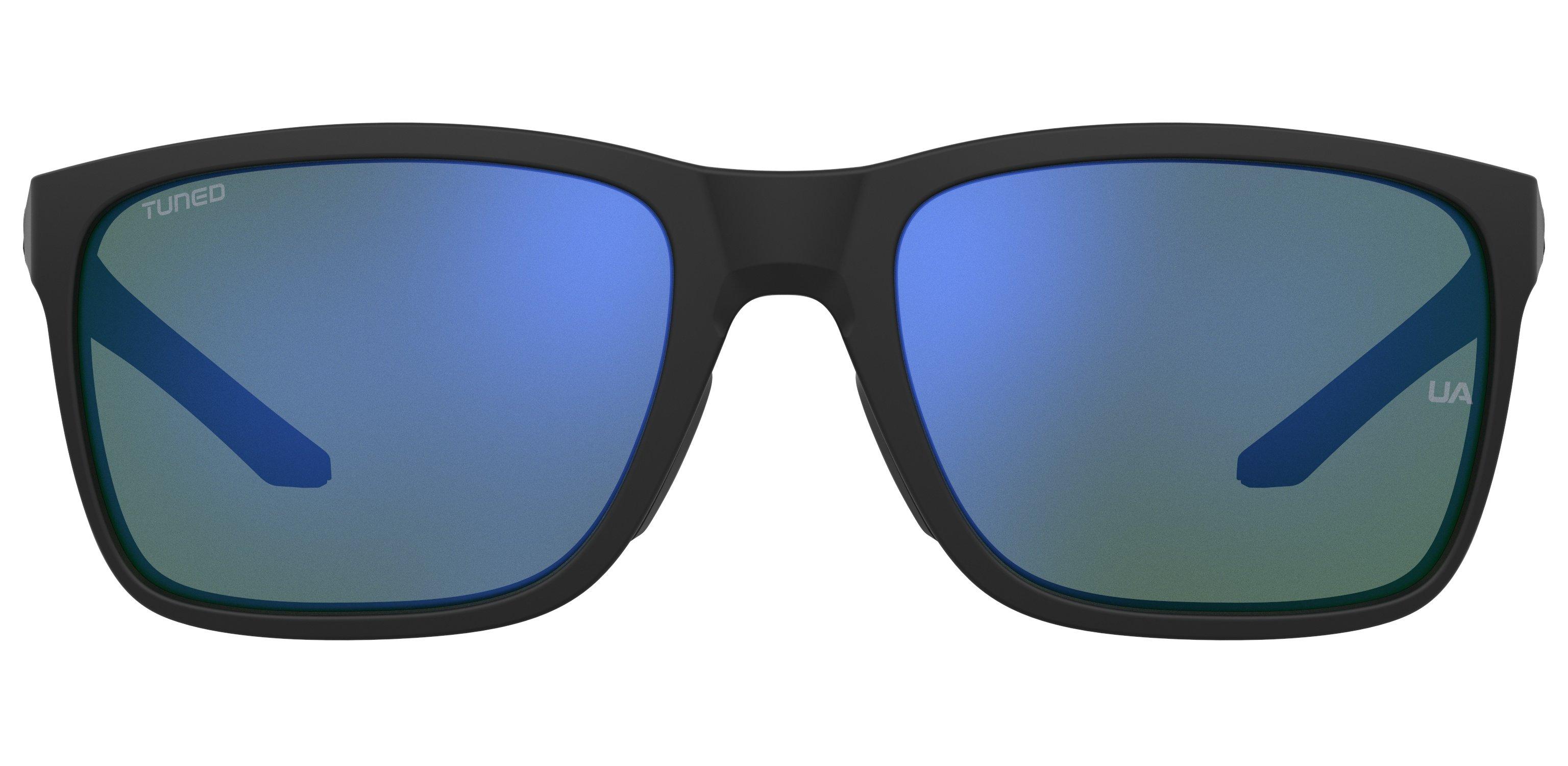 Unisex Hustle Shiny Black/TUNED Golf Blue-Green Mirror Sunglasses