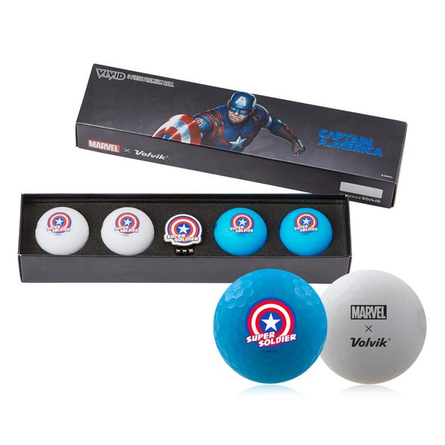 Ensemble cadeau balles de golf Marvel Vivid 2.0, paquet de 4 - Édition Captain America