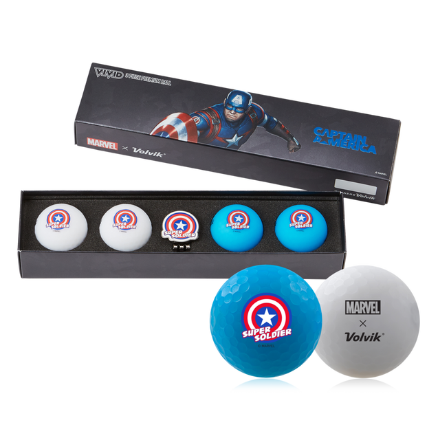 Ensemble cadeau balles de golf Marvel Vivid 2.0, paquet de 4 - Édition Captain America