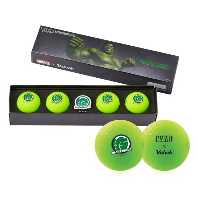 Ensemble cadeau balles de golf Marvel Vivid 2.0, paquet de 4 - Édition Hulk VOLVIK