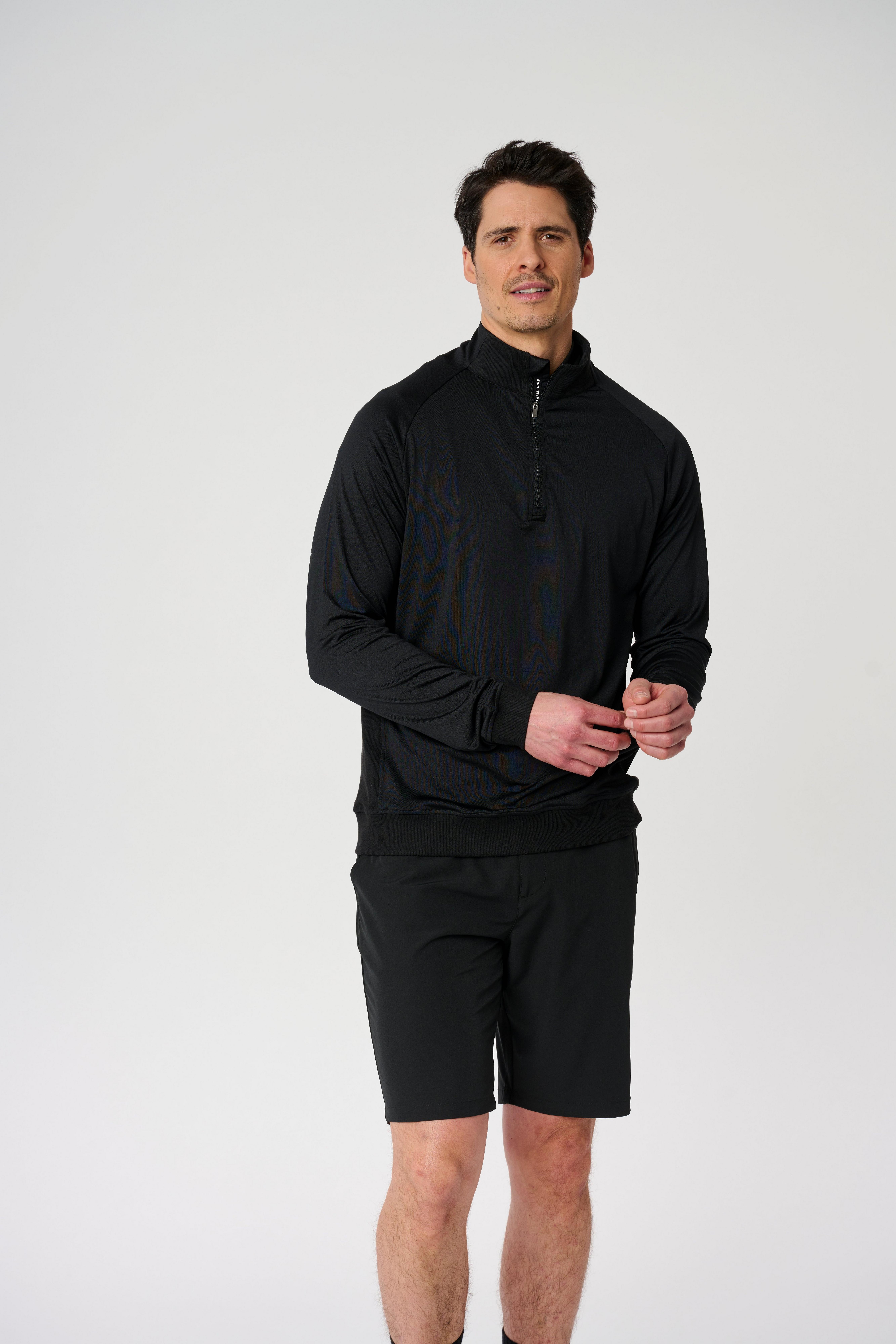 Men's Raglan Mock Neck 1/2 Zip Long Sleeve Shirt