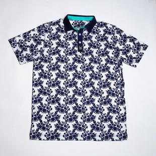 Men's Blue Floral Short Sleeve Polo NORTH GOLF GEAR