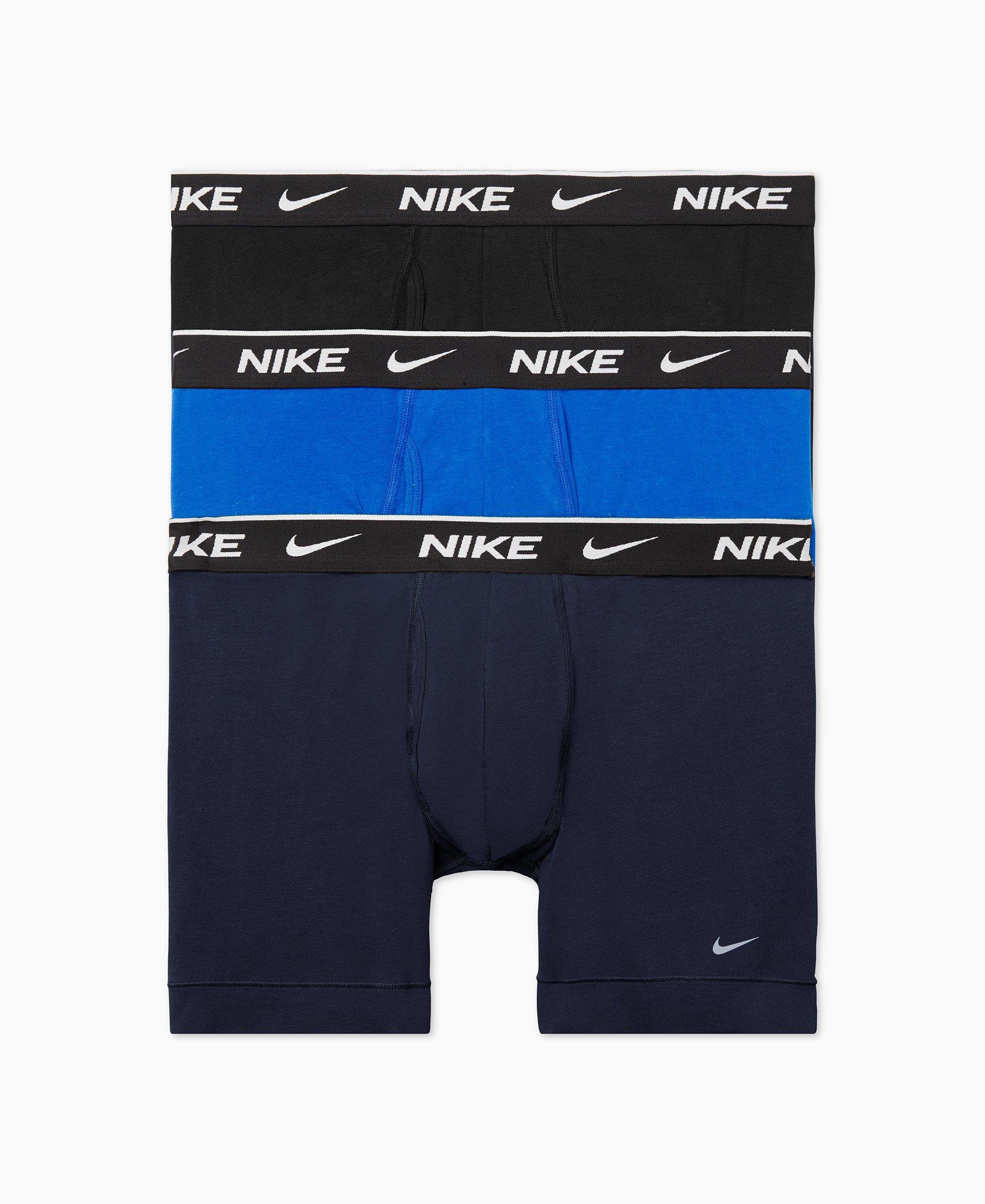 Nike cotton stretch 3 pack boxer briefs in orange/khaki/black