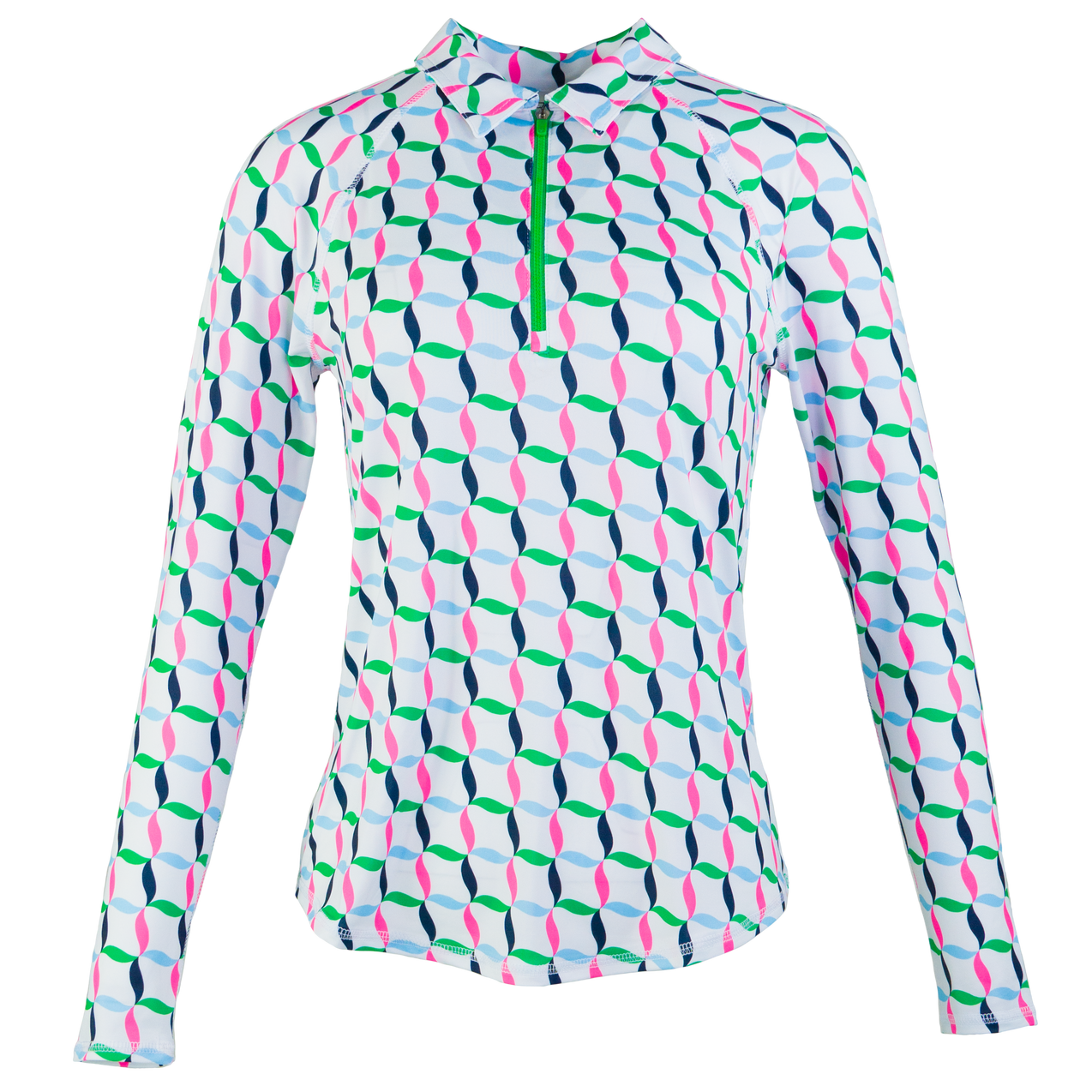 Women's Small Ribbon Print Sun Protection Longsleeve Polo