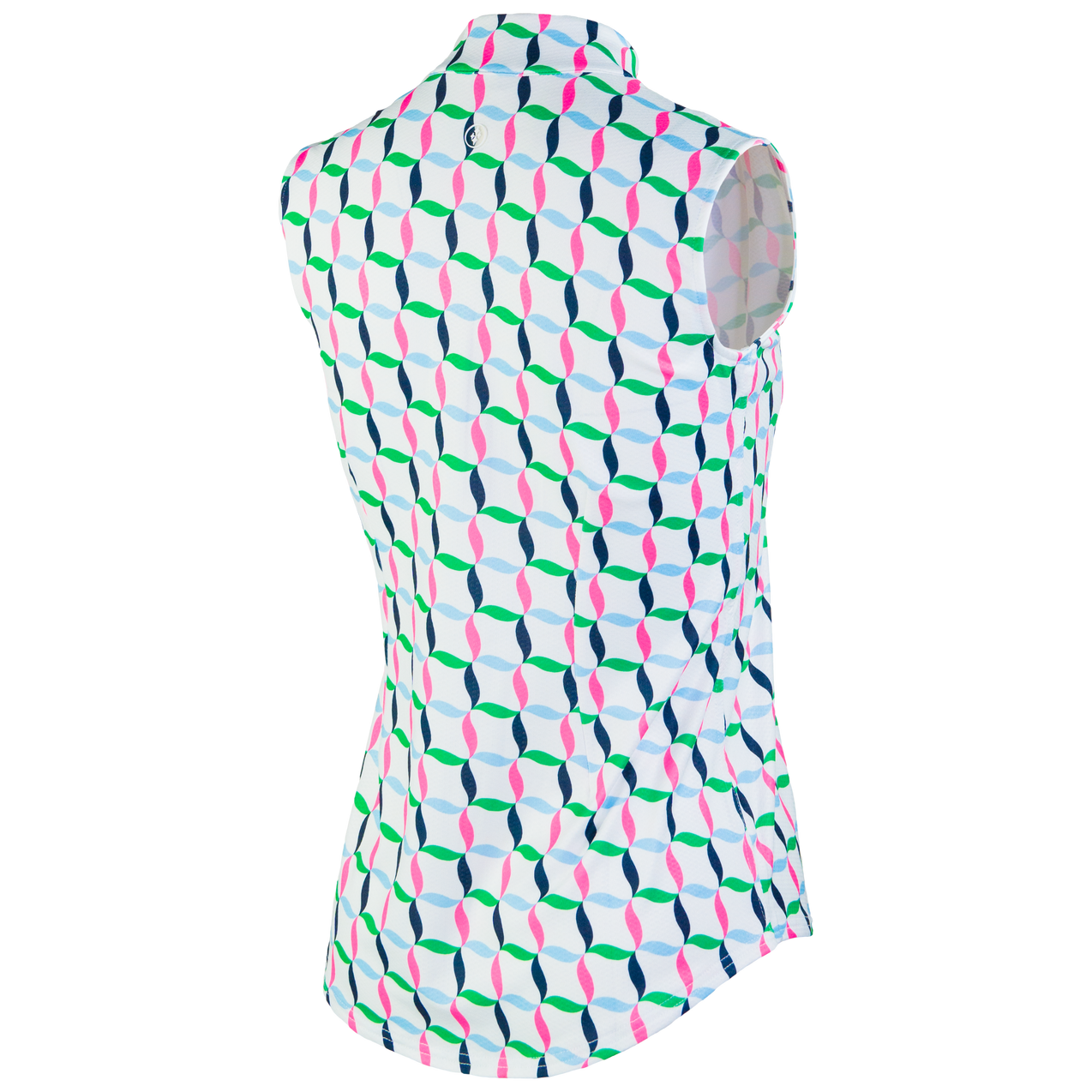 Women's Small Ribbon Print Mock Sleeveless Polo