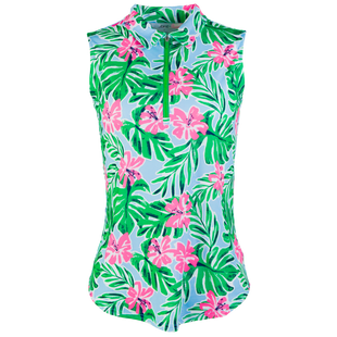 Women's Hibiscus Print Sleeveless Polo