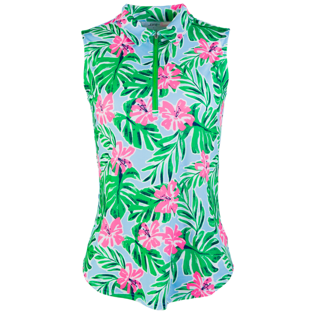 Women's Hibiscus Print Sleeveless Polo