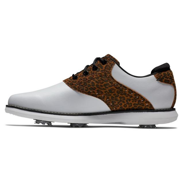 Women's Traditions Saddle Spiked Golf Shoe - White/Multi | FOOTJOY