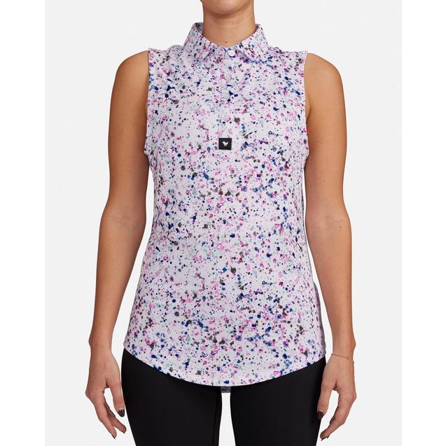 Women's Paint Splatter 3 Sleeveless Polo BAD BIRDIE