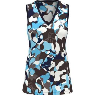 Women's Abstract Print V-Neck Sleeveless Top