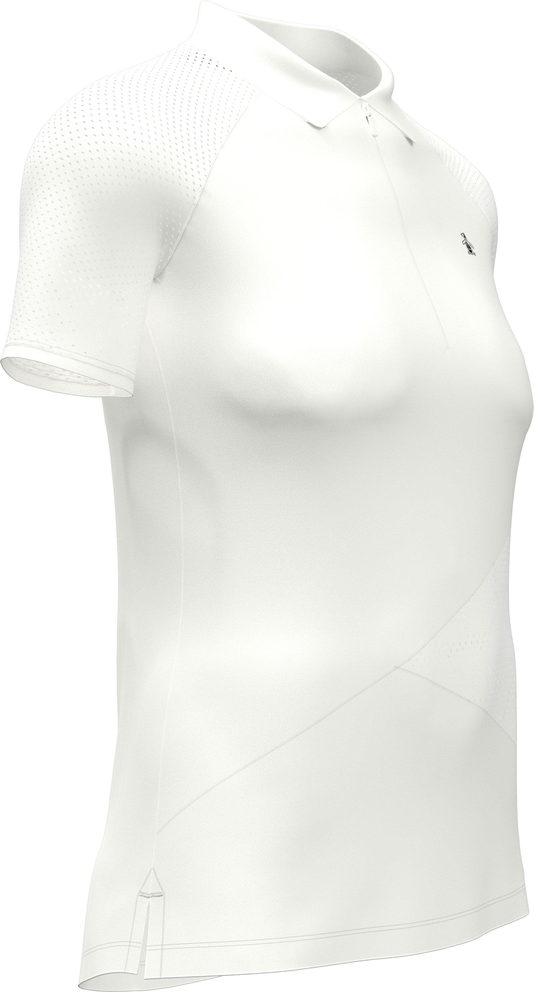 Women's Zip Front Asymetrical Mesh Short Sleeve Polo
