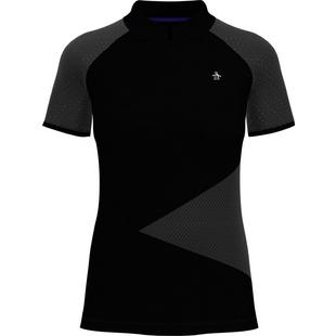 Women's Zip Front Asymetrical Mesh Short Sleeve Polo