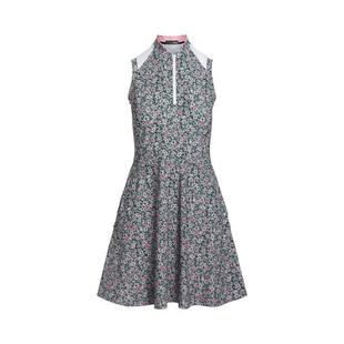 Women's 1/4 Zip Botanical Print Sleeveless Dress