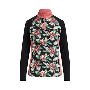 Chandail à motif tropical et glissière 1/4 pour femmes