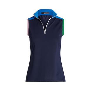 Women's Tri-Colour 1/4 Zip Sleeveless Polo