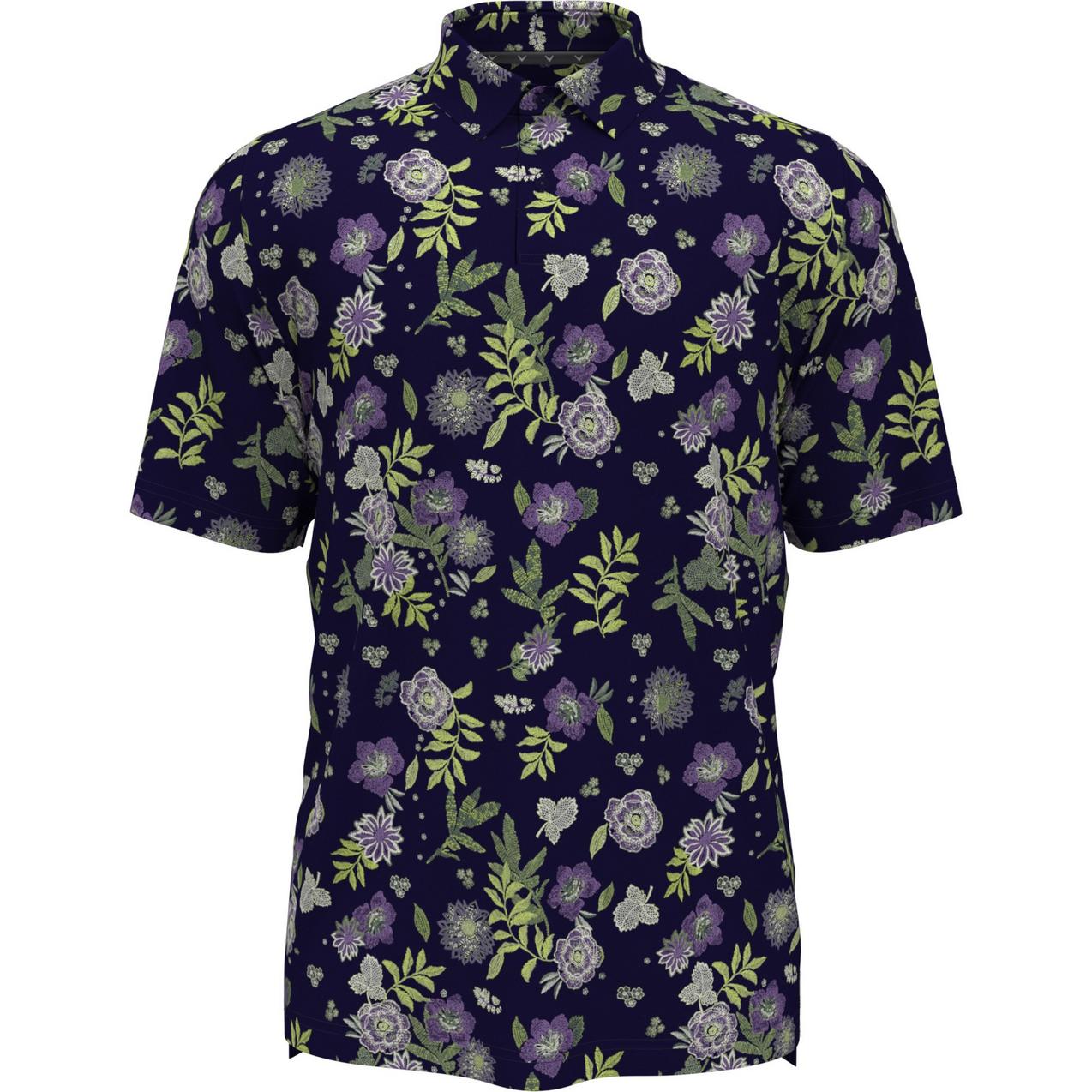 Men's Stitched Floral Short Sleeve Polo