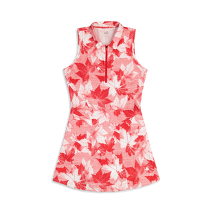 Women's Maple Leaf Natural Printed Sleeveless Dress