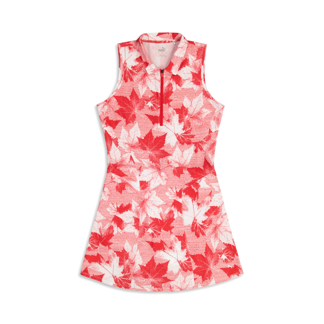 Women's Maple Leaf Natural Printed Sleeveless Dress