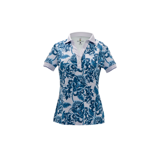 Women's Blue Peacock Short Sleeve Polo ROLO