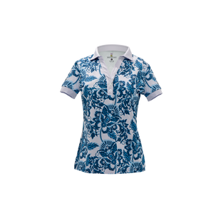 Women's Blue Peacock Short Sleeve Polo