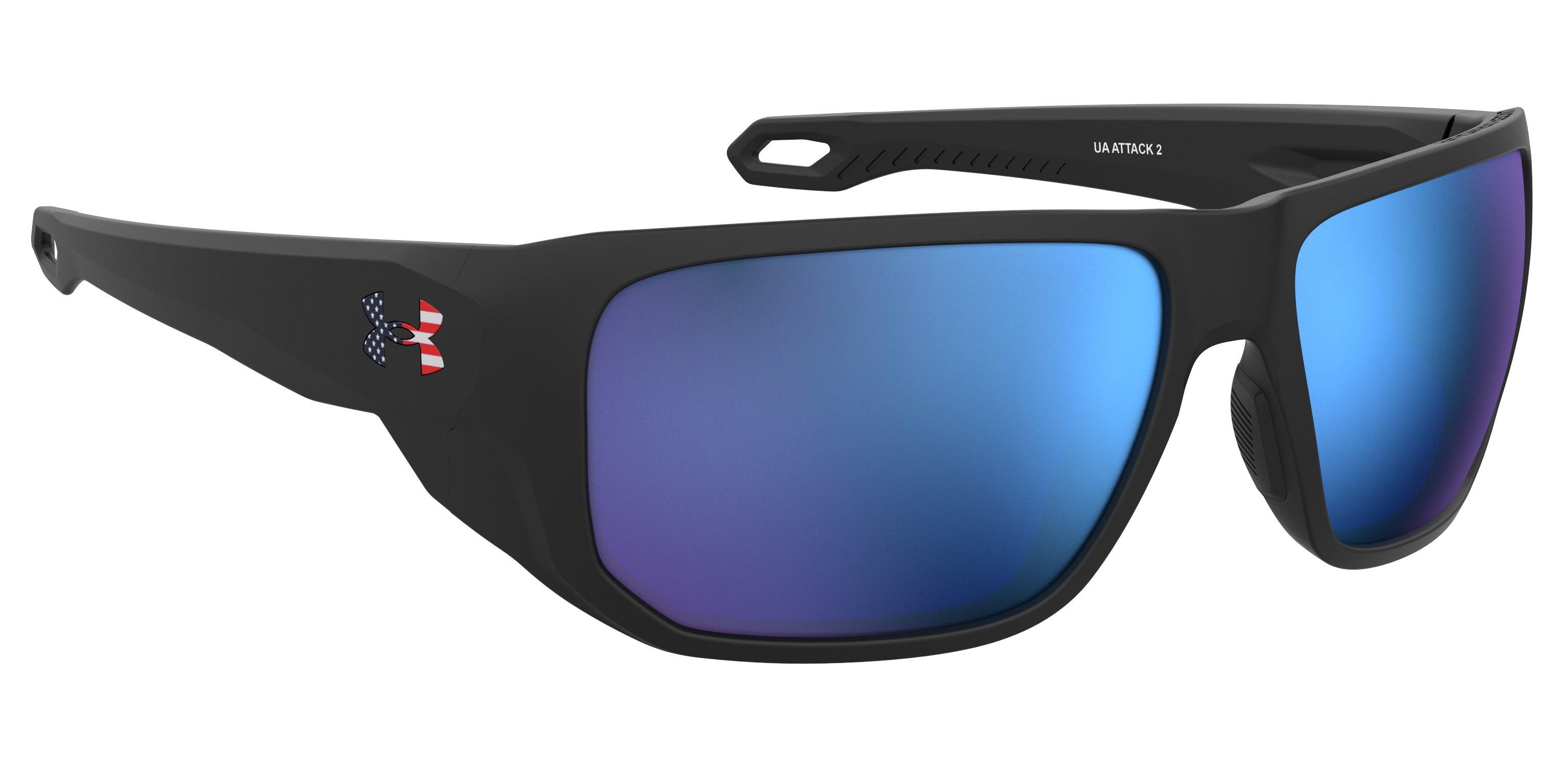 Attack 2 Matte Black-USA/ML Blue Mirror ANSI Sunglasses
