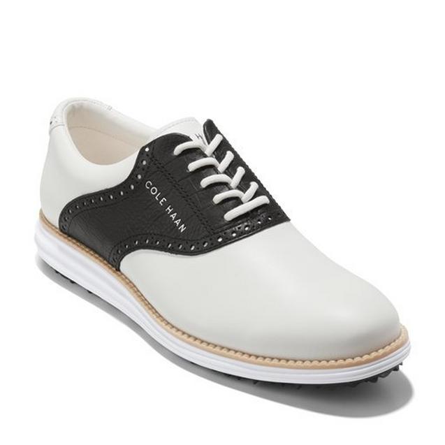 Mens black and white saddle store golf shoes