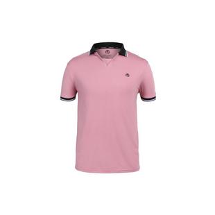 Men's Solid Striped Collar Short Sleeve Polo