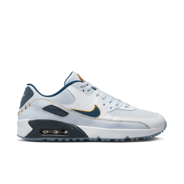 Air Max 90 G NRG Spikeless Golf Shoe-Gold/Navy/White | NIKE | Golf