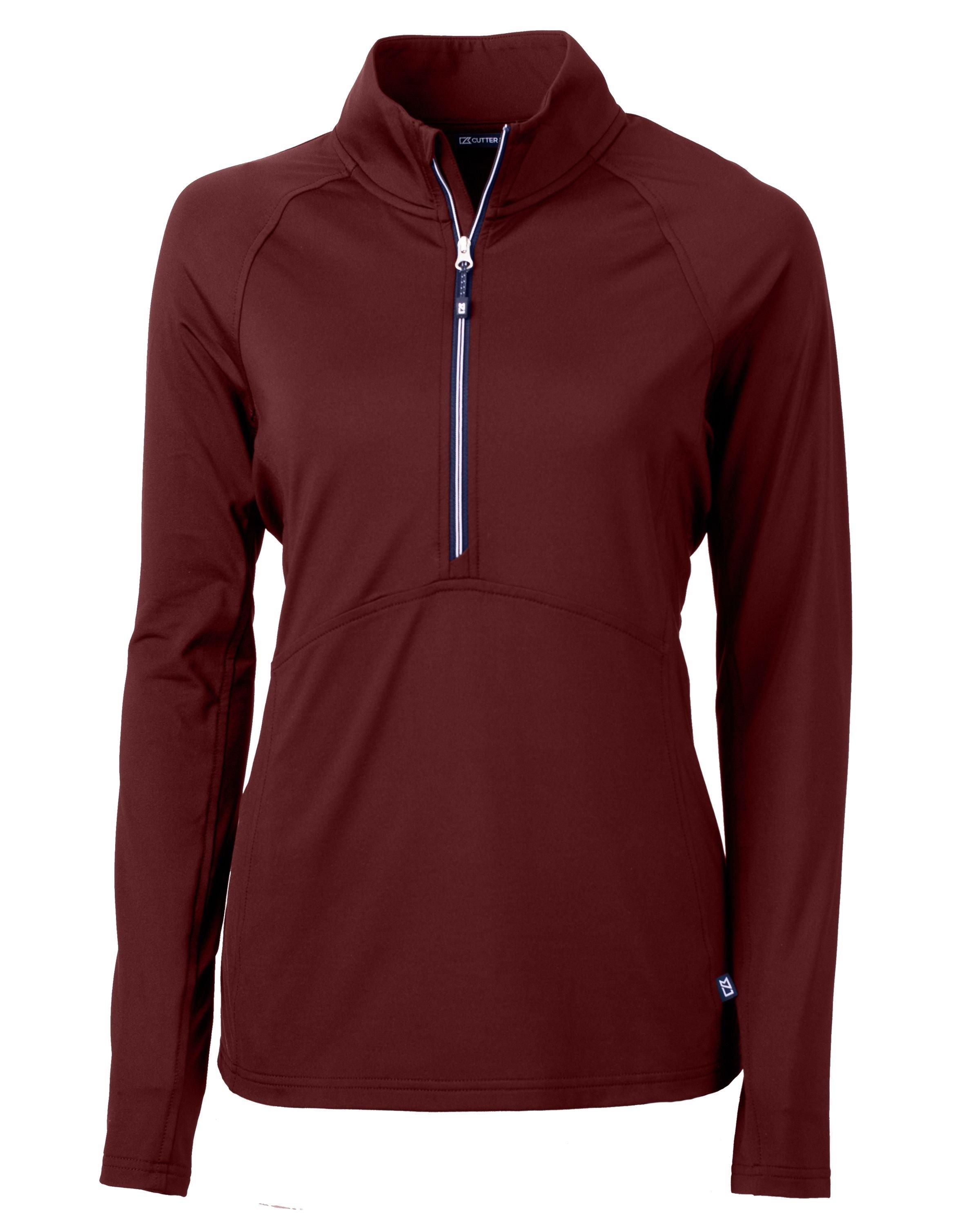 Cutter & Buck | Women's Adapt Eco Knit Stretch Recycled 1/2 Zip Pullover | in Dark Red, Size Largearge, Size Large