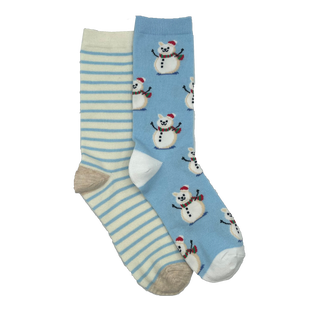 Women's 2 Pack Cat Snowman Crew Socks