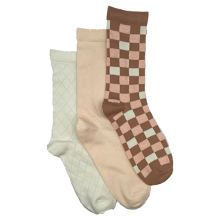 Women's 3 Pack Checkered Pack Crew Socks