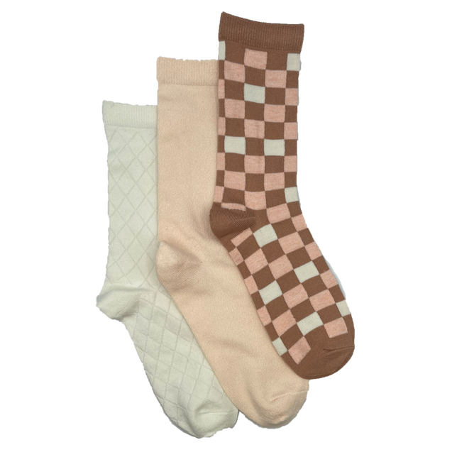 Women's 3 Pack Checkered Pack Crew Socks K-BELL